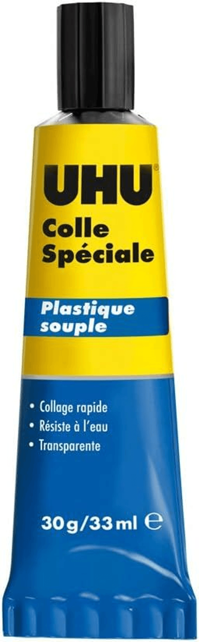 UHU Colle spéciale plastique souple - colle idéale pour toutes les matières plastiques souples, transparente, tube 30g