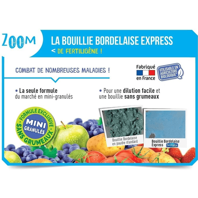 Bouillie Bordelaise Granulés Solubles UAB 500 g - Polyvalent et Efficace sur Nombreuses Maladies - Mini granulés sans grumeaux - Fabriqué en France