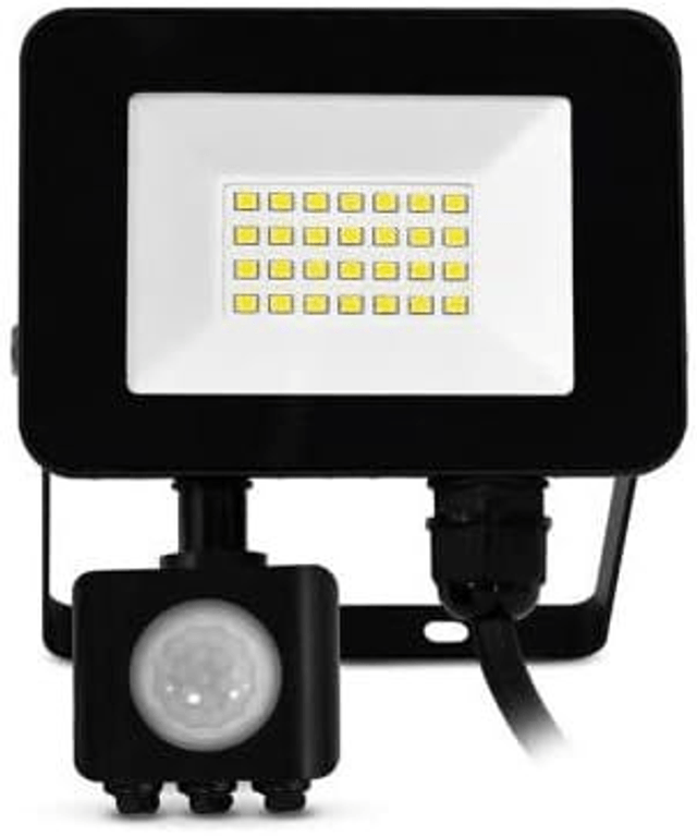 Projecteur LED Détecteur Réglable AC200/240V 20W 1600lm 110° Étanche IP65 IK06 143mmx117mm - Blanc du Jour 6000K [Classe énergétique F]
