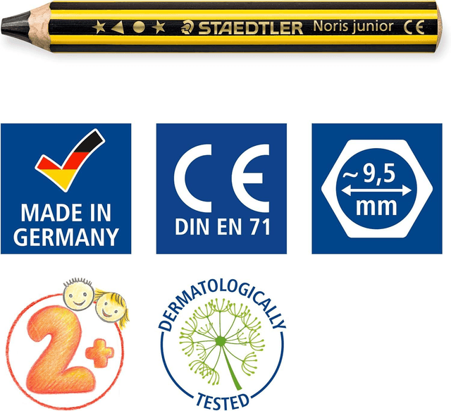 Staedtler Noris Junior, Crayon à papier gros module, Spécialement conçu pour les enfants, Étui carton avec 1 crayon à papier 2B
