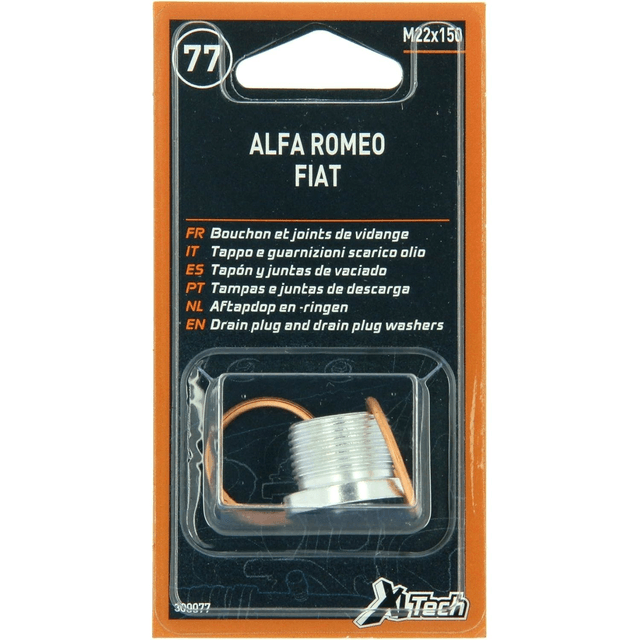 Bouchon de vidange M22 x 150 N°77 + 2 joints métalloplastiques, diamètre 22mm, pour carter d'huile