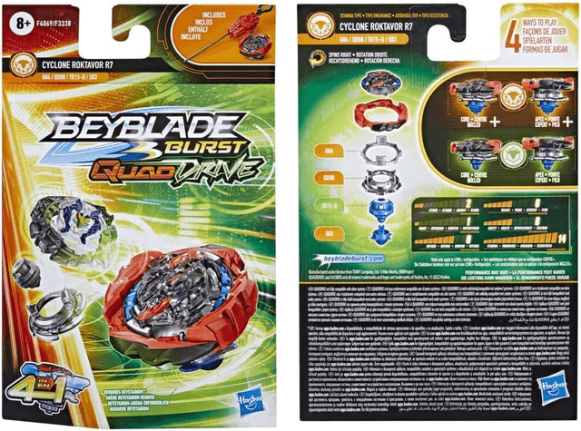  Hasbro Beyblade Burst QuadDrive, Starter Pack avec toupie Cyclone Roktavor R7 et Lanceur, Jouet pour Enfants