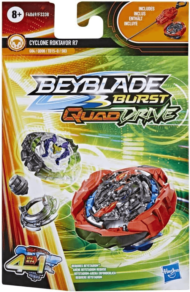  Hasbro Beyblade Burst QuadDrive, Starter Pack avec toupie Cyclone Roktavor R7 et Lanceur, Jouet pour Enfants