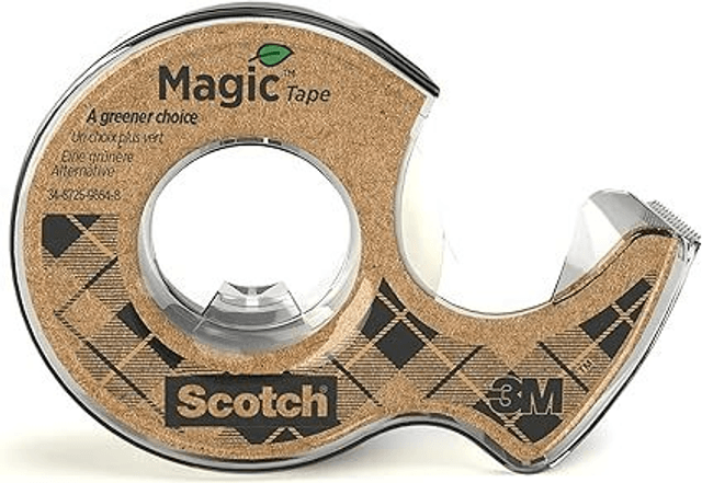 Ruban Scotch Magic "Un Choix Plus Vert", 19 mm x 20 m avec 1 Dévidoir 100% Recyclé - Ruban adhésif Mat