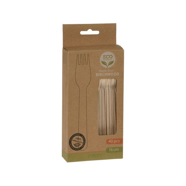 40 fourchettes bois compostable 16cm