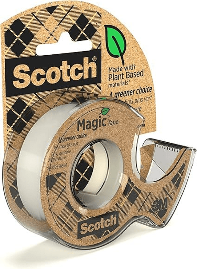 Ruban Scotch Magic "Un Choix Plus Vert", 19 mm x 20 m avec 1 Dévidoir 100% Recyclé - Ruban adhésif Mat