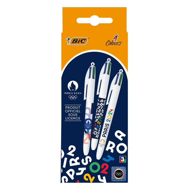 Stylo 4 couleurs PARIS 2024 x3 BIC