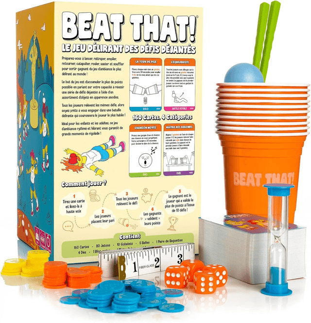 Beat That - Le Jeu Délirant des Défis Déjantés - dès 8 Ans - Coffret de 160 Défis à Relever en Famille ou Entre Amis - Jeu de Société de 2 à 8 Joueurs