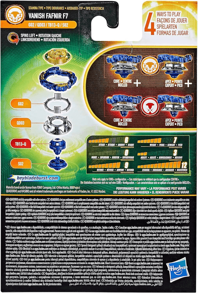 Beyblade Burst QuadDrive, Starter Pack avec toupie Vanish Fafnir F7 et Lanceur, Jouet pour Enfants
