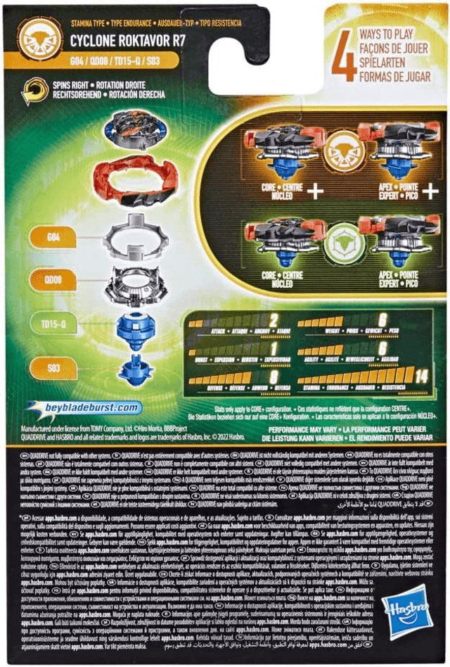  Hasbro Beyblade Burst QuadDrive, Starter Pack avec toupie Cyclone Roktavor R7 et Lanceur, Jouet pour Enfants