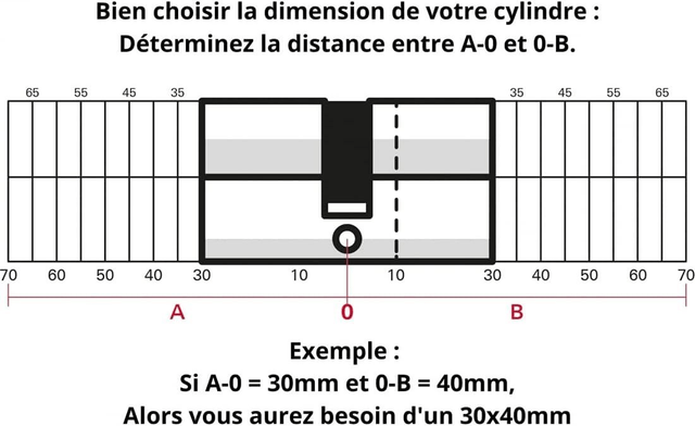 Serrurerie de Picardie 00816260 Cylindre de serrure 30 x 30 mm 3 clés