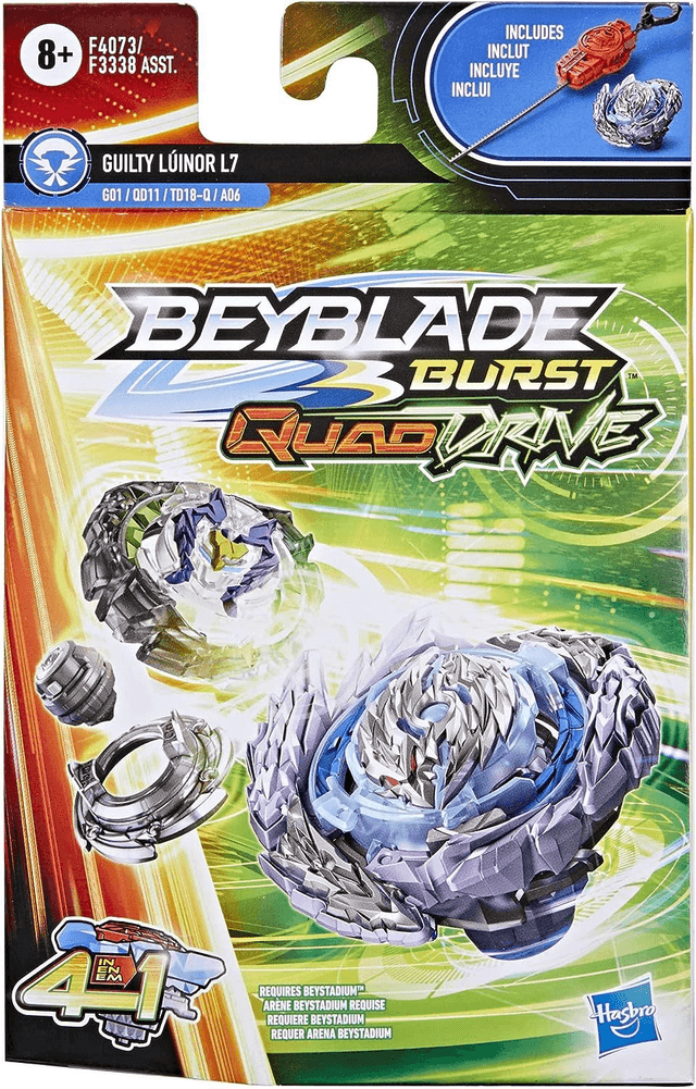 Hasbro Beyblade Burst QuadDrive, Starter Pack avec toupie Guilty Lúinor L7 et Lanceur, Jouet pour Enfants, Multicolore, Taille Unique