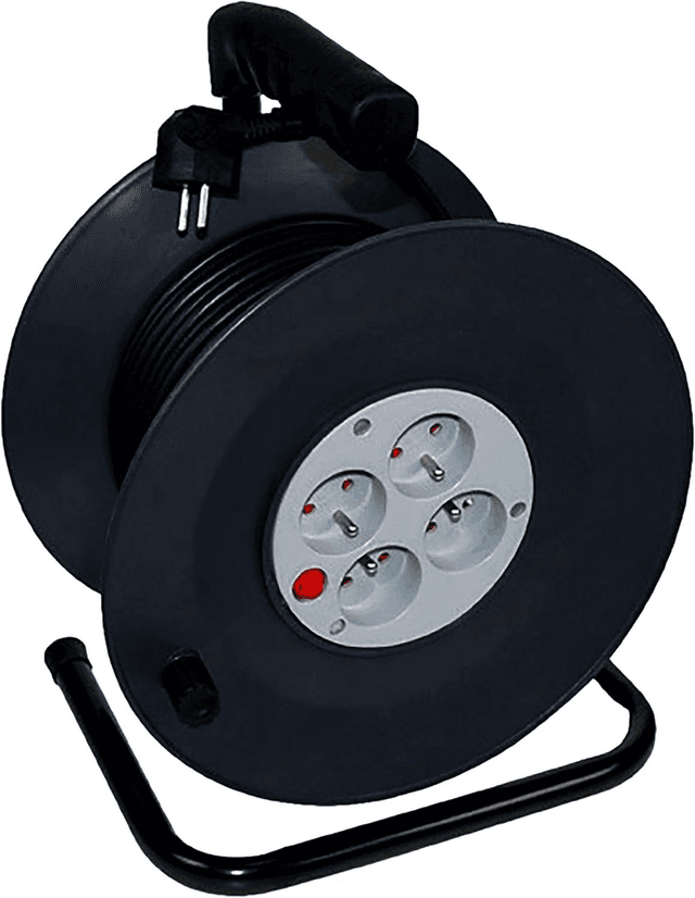 GEFOM ENROULEUR BRICOLAGE 3G1,5 30M, Noire, 30 mètres